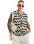 Bershka crochet patterned shirt vest in ecru