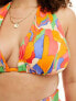 ASOS DESIGN Curve mix and match high triangle bikini top in vibrant abstract print