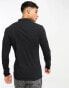 ASOS DESIGN long sleeve muscle fit polo in black