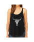 Women's Premium Word Art Flowy Tank Top- Texas Skull