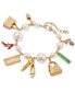 Gold-Tone Cubic Zirconia & Imitation Pearl Charm Bracelet