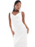 Vila Petite Bridal satin tie shoulder cami maxi dress in cream