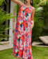 Women's Floral Print Braided Midi Beach Dress