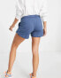 Mamalicious Maternity cotton blend runner shorts in blue - MBLUE