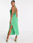 ASOS DESIGN tie shoulder cowl neck slinky beach midaxi dress in green