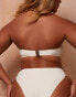 Wolf & Whistle X Natalie Gessey Fuller Bust high waist bikini bottom with gold trim detail in cream