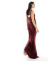 ASOS DESIGN bandage bodice draped midi dress in burgundy