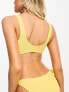 & Other Stories crinkle tie front triangle bikini top in yellow