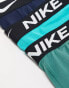 Nike Dri-Fit Essential Microfibre briefs 3 pack in navy, teal and blue