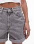 Topshop denim roll hem shorts in grey