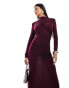 Daska exclusive jersey maxi dress with drape detail in deep fig