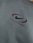 Nike Swoosh oversized fleece sweatshirt in smoke grey