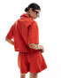 Wednesday's Girl boxy cotton shirt co-ord in bright red