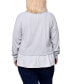 Plus Size Long Sleeve Two-Fer Top with Gathered Inset