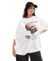 ASOS DESIGN Curve oversized t-shirt with eagle jeep licence graphic in white