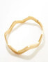 ASOS DESIGN waterproof stainless steel bangle bracelet with wiggle detail in gold tone