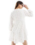 Stradivarius broderie mini dress in white