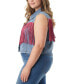 Trendy Plus Size Cropped Fringe Denim Vest