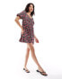 Wednesday's Girl puff sleeve chintzy floral smock mini dress in multi