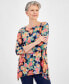 Women's Printed 3/4 Sleeve Jacquard Top, Created for Macy's