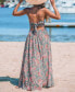 Women's Pink Floral Sweetheart Twist & Keyhole Maxi Beach Dress