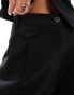 ASOS DESIGN tab detail straight leg tailored trouser in black