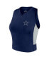 Women's Navy Dallas Cowboys Studio Fitted Gym Tank Top