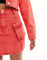 In The Style denim mini skirt co-ord in washed red