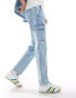 DTT rigid straight fit cargo jeans in light blue