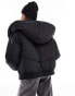 Noisy May padded jacket with oversized hood in black