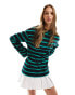 ASOS DESIGN 2 in 1 long sleeve sweat dress with pleat skirt in stripe