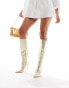 Public Desire Horizon heeled knee boot in gold croc