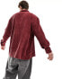 Reclaimed Vintage long sleeve cord shirt in burgandy