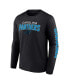 Men's Black Carolina Panthers Big and Tall Wordmark Go the Distance Long Sleeve T-shirt