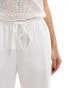 Cotton On drawstring straight leg trousers in white linen