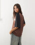 COLLUSION oversized v-neck sports panel t-shirt in brown