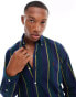 Polo Ralph Lauren icon logo varisty stripe oxford shirt classic oversized fit in navy/green multi