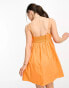 ASOS DESIGN Petite cotton pleat bust babydoll mini sundress in orange