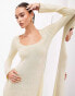 ASOS EDITION long sleeve scoop neck knitted maxi dress in ivory