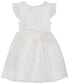 Baby Girls White Embroidered Flutter Sleeve Fit-and-Flare Dress