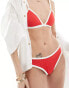 Stradivarius bikini top with contrast piping in red