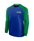 Men's Royal and Green Seattle Seahawks Historic Raglan Crew Performance Sweater