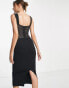 ASOS DESIGN Tall lace insert corset midi dress in black