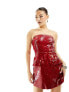 Kaiia structured sequin bandeau mini dress in red