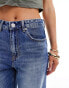 Stradivaraius Petite wide leg dad jean in medium wash blue