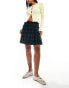 Mango check pleated mini skirt in blue