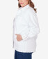 Plus Size Snap Front Twill Jacket with Fringe Trim