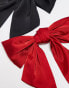 Stradivarius 2 pack longline hair bows in black and red