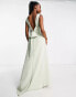 TFNC Bridesmaid bow back maxi dress in sage green