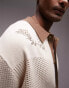 Topman relaxed embroidered knitted shirt in stone